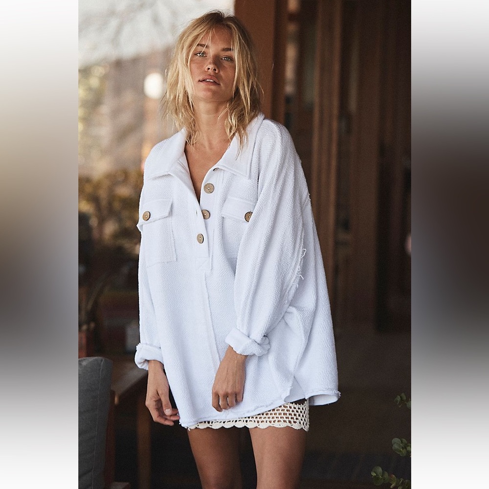 NWT Free People Rowan Pullover in white